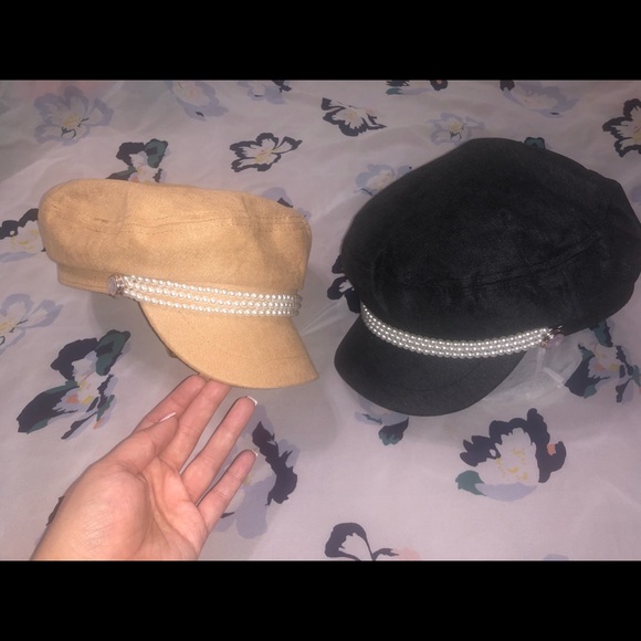 😚Super Cute! Pearl beaded baker boy hat 🥰 - Picture 3 of 6